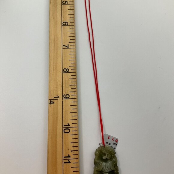 New with tags Chinese Artisan jadeite Jade Carved Dragon Pendant Necklace Green - Picture 3 of 11